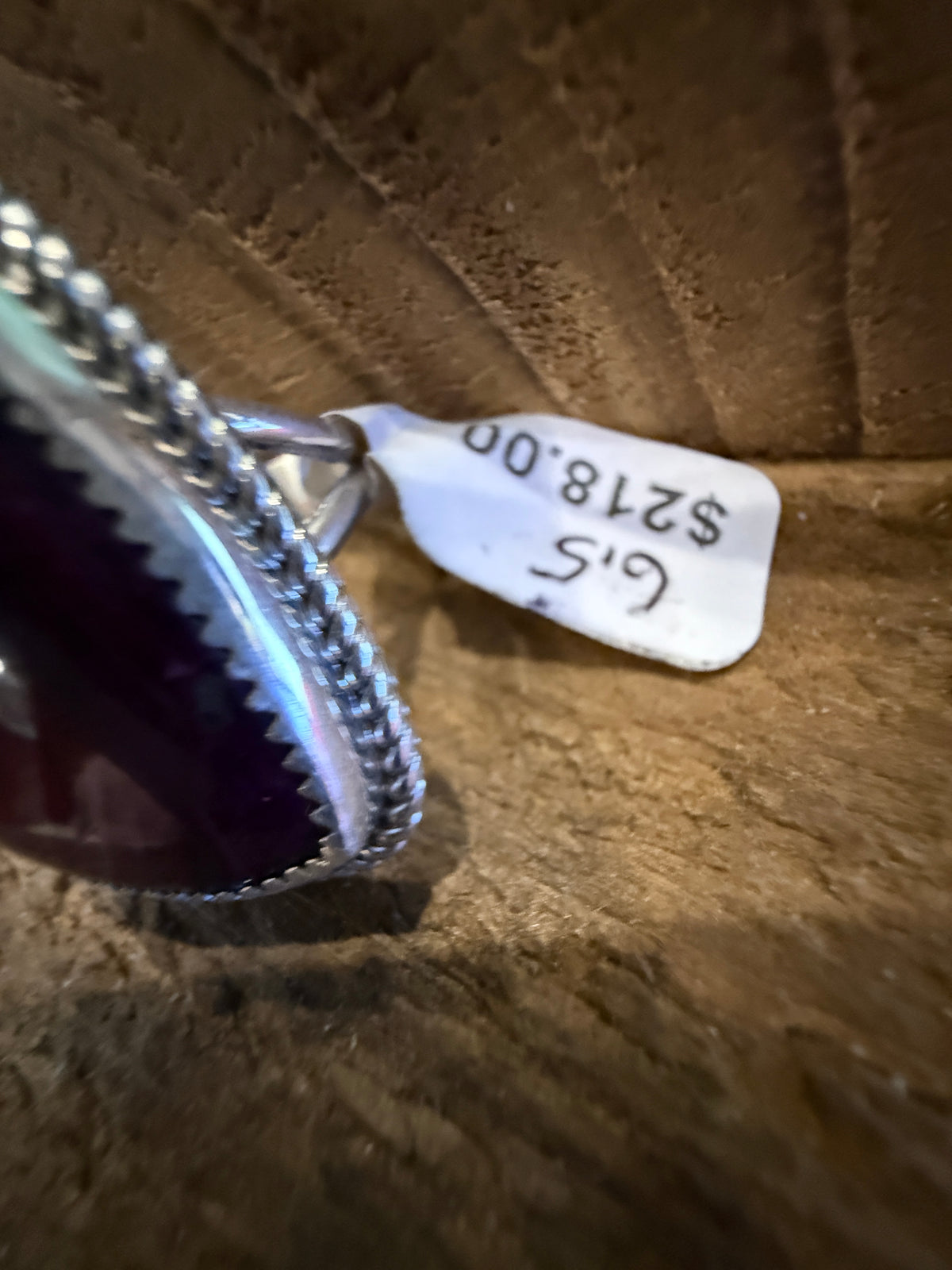 Native Signed TT Purple Spiny Oyster 1.50 Inch Ring Size 6.5 in Sterling Silver Silver Elegant