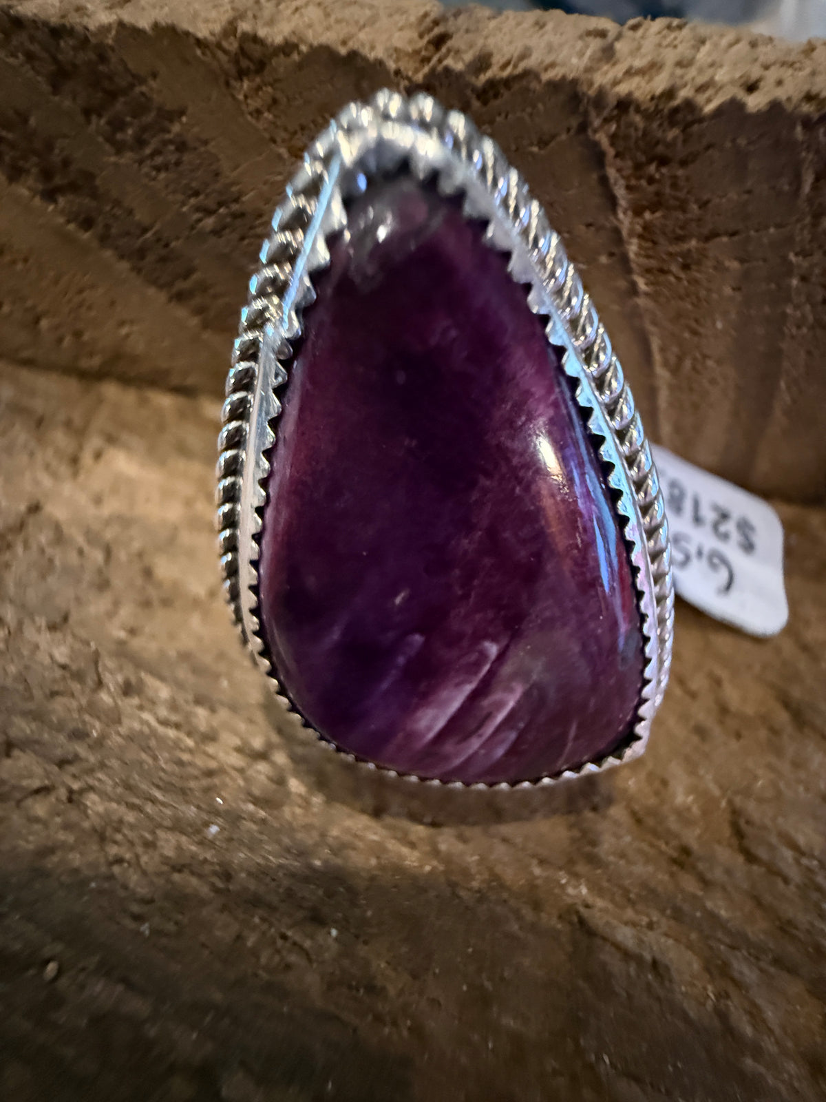 Native Signed TT Purple Spiny Oyster 1.50 Inch Ring Size 6.5 in Sterling Silver Silver Elegant