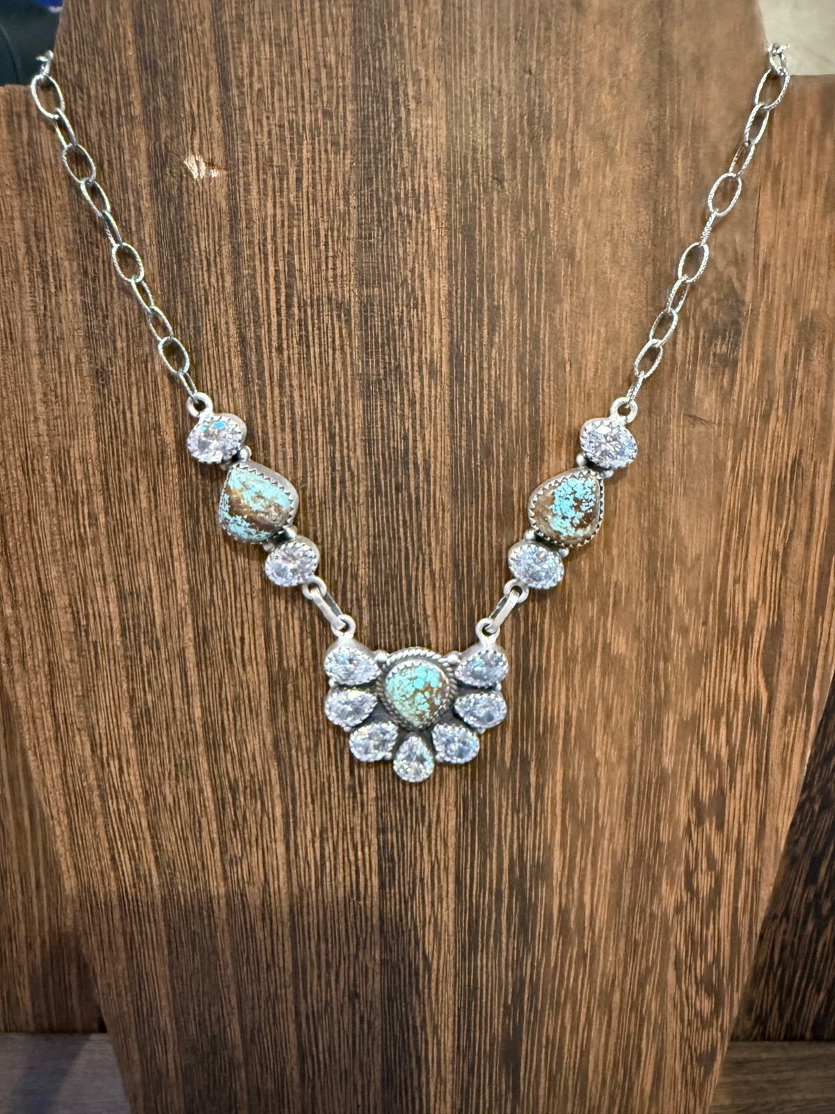 Number 8 Mine and Cubic Zirconia Lariate Necklace in Sterling Silver 20 Inches
