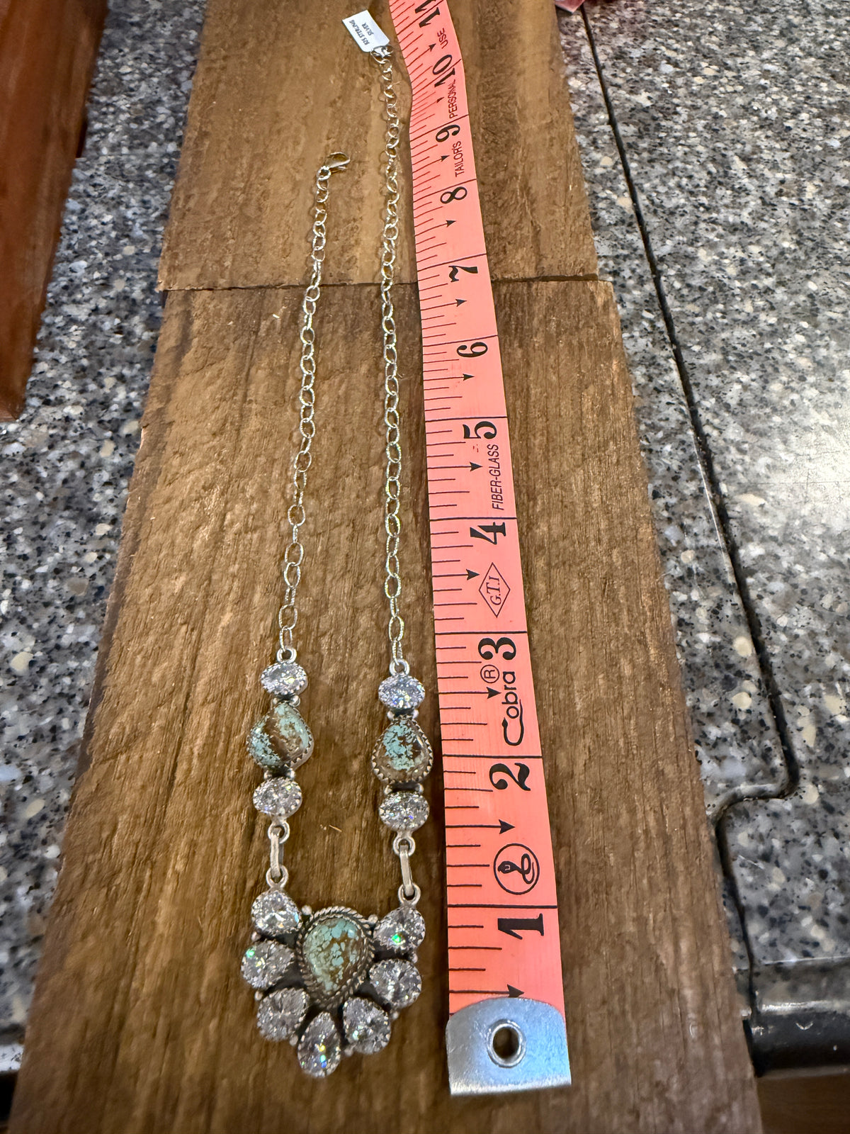 Number 8 Mine and Cubic Zirconia Lariate Necklace in Sterling Silver 20 Inches