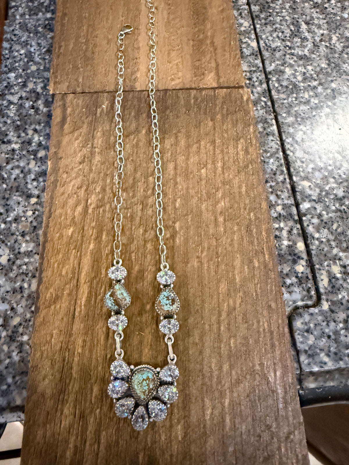 Number 8 Mine and Cubic Zirconia Lariate Necklace in Sterling Silver 20 Inches