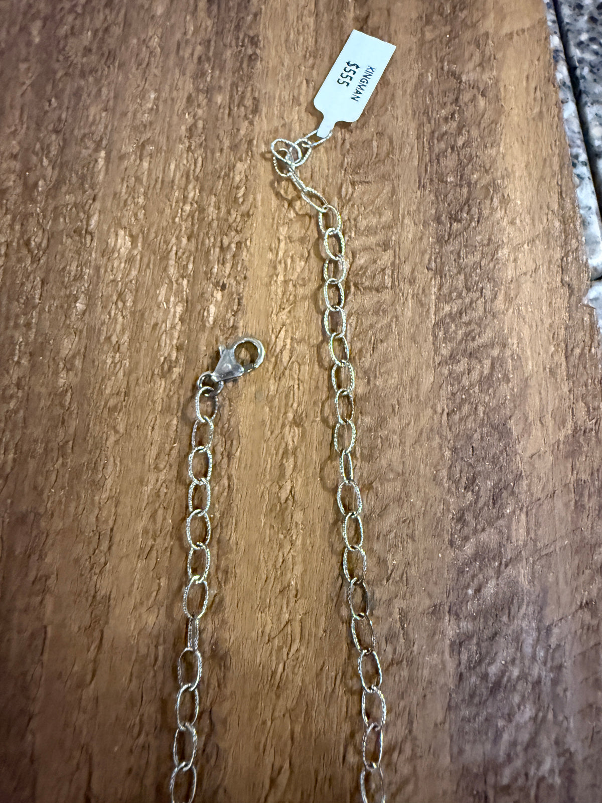 Kingman Turquoise Gemstone and Cubic Zirconia Lariat Necklace in Sterling Silver 20 Inches