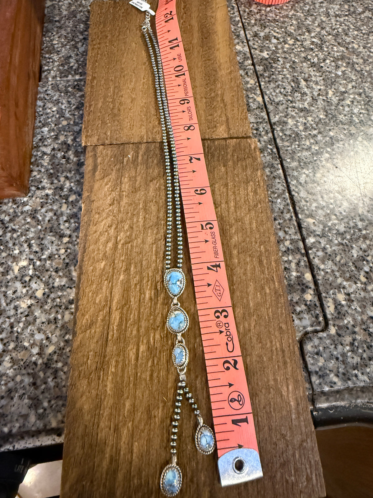 Golden Hills Turquoise Gemstone and 3mm Desert Pearls Necklace in Sterling Silver 16 Inch