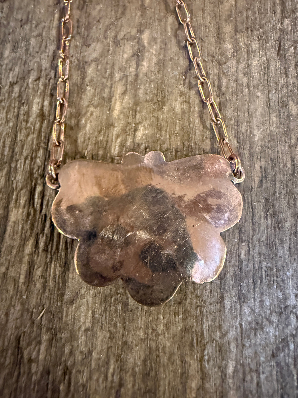 Wild Horse Gemstone Half Cluster Paper Clip Necklace in Genuine Copper 20 Inch