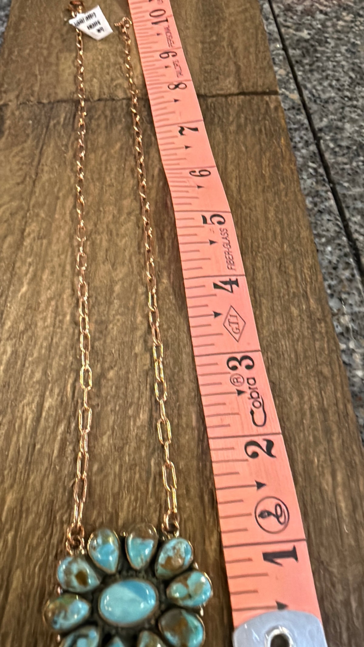Mohave Turquoise Gemstone Cluster Paper Clip Chain Necklace in Genuine Copper 20 Inch