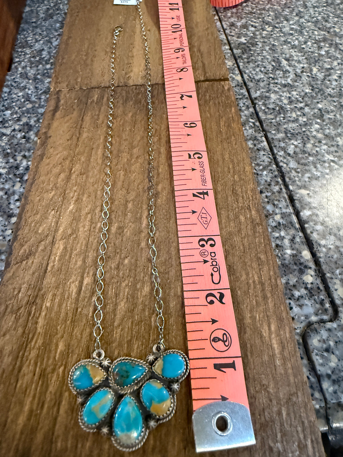 Kingman Turquoise Gemstone Half Cluster 20 Inch Necklace In Sterling Silver