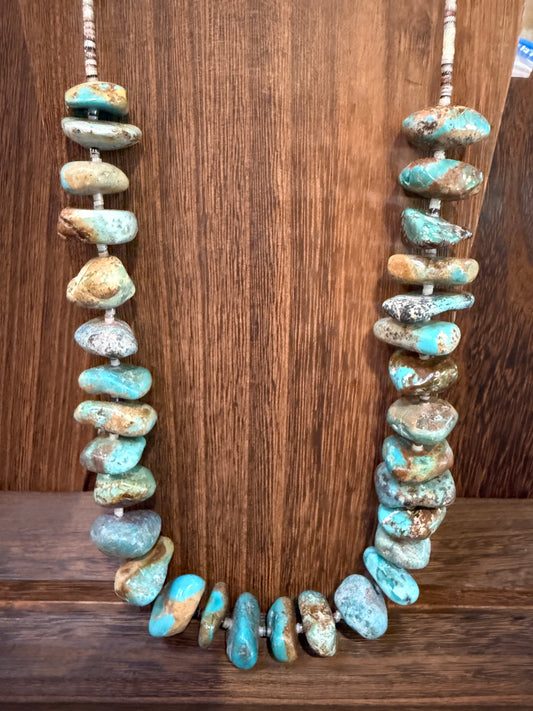 Beautiful Royston 1 Inch Chunky Stone 26 Inch Necklace Sterling Silver Clasp