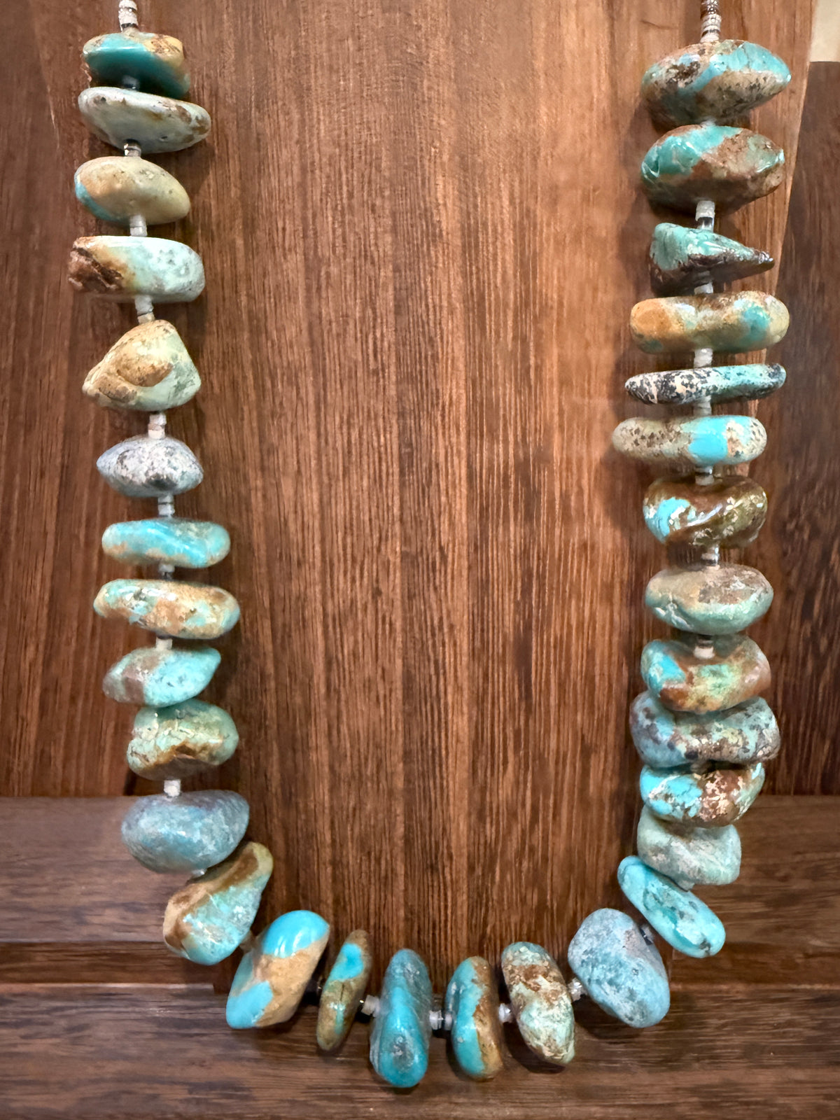 Beautiful Royston 1 Inch Chunky Stone 26 Inch Necklace Sterling Silver Clasp