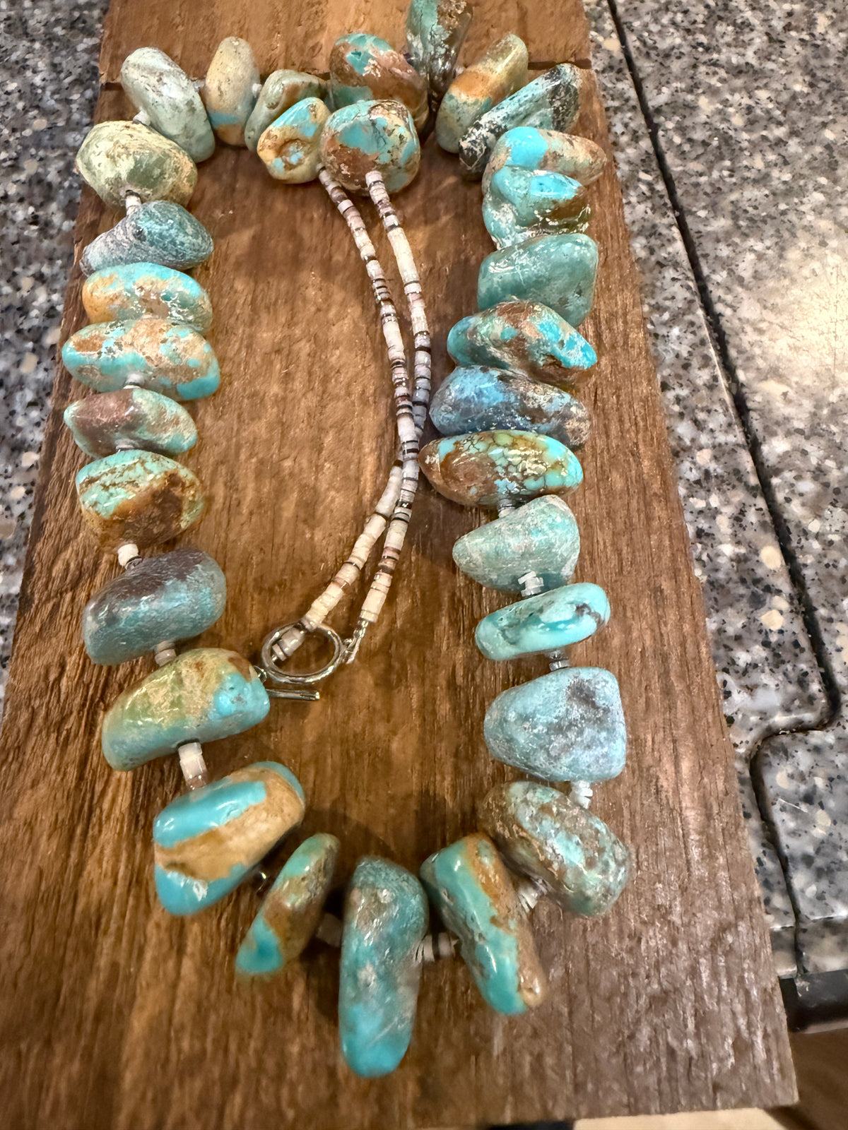 Beautiful Royston 1 Inch Chunky Stone 26 Inch Necklace Sterling Silver Clasp