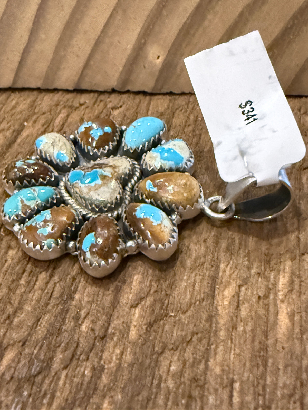 Royston Turquoise Gemstone Heart Cluster 1.50 Inch Pendant in Sterling Silver