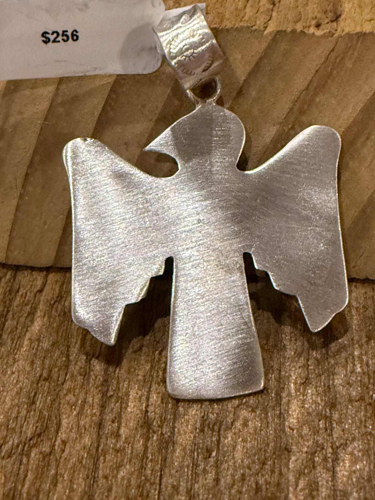 Kingman Turqurquoise Gemstone Thunderbird 2 Inch Pendant in Sterling Silver