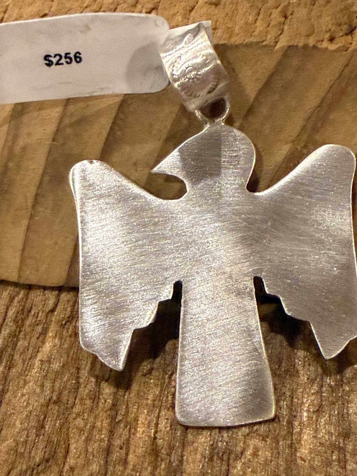 Kingman Turqurquoise Gemstone Thunderbird 2 Inch Pendant in Sterling Silver