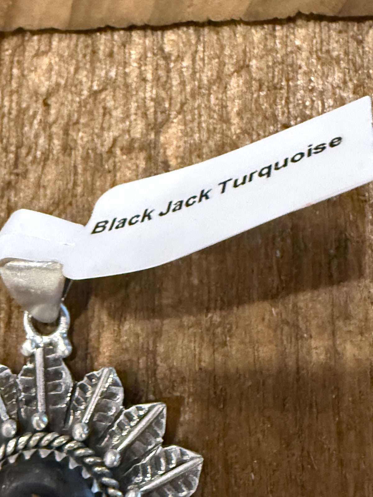 Blackjack Turquoise Gemstone 2.5 Inch Headdress Pendant in Sterling Silver