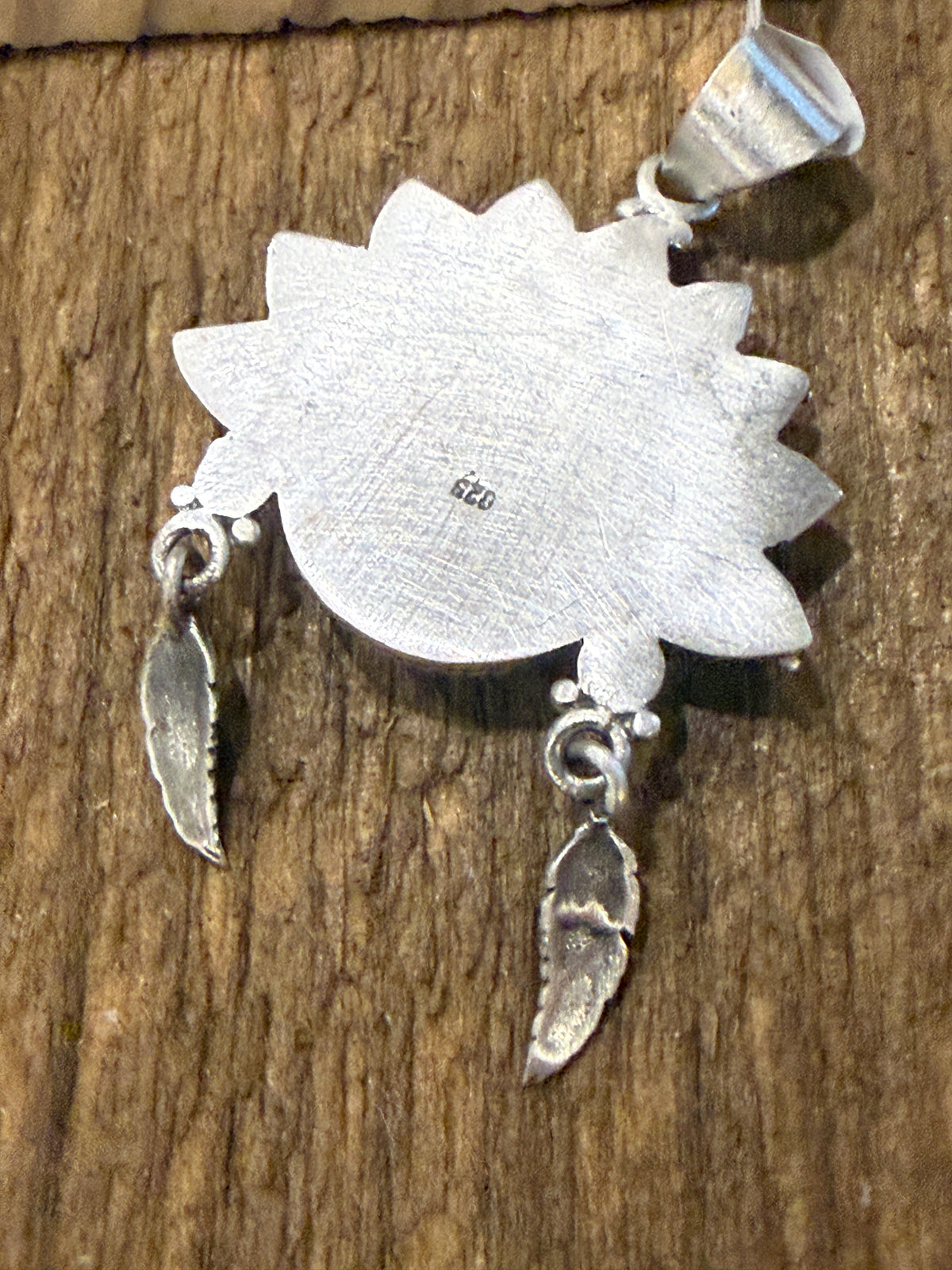 Nevada Blackjack Turquoise Gemstone 2 Inch Headdress Pendant in Sterling Silver