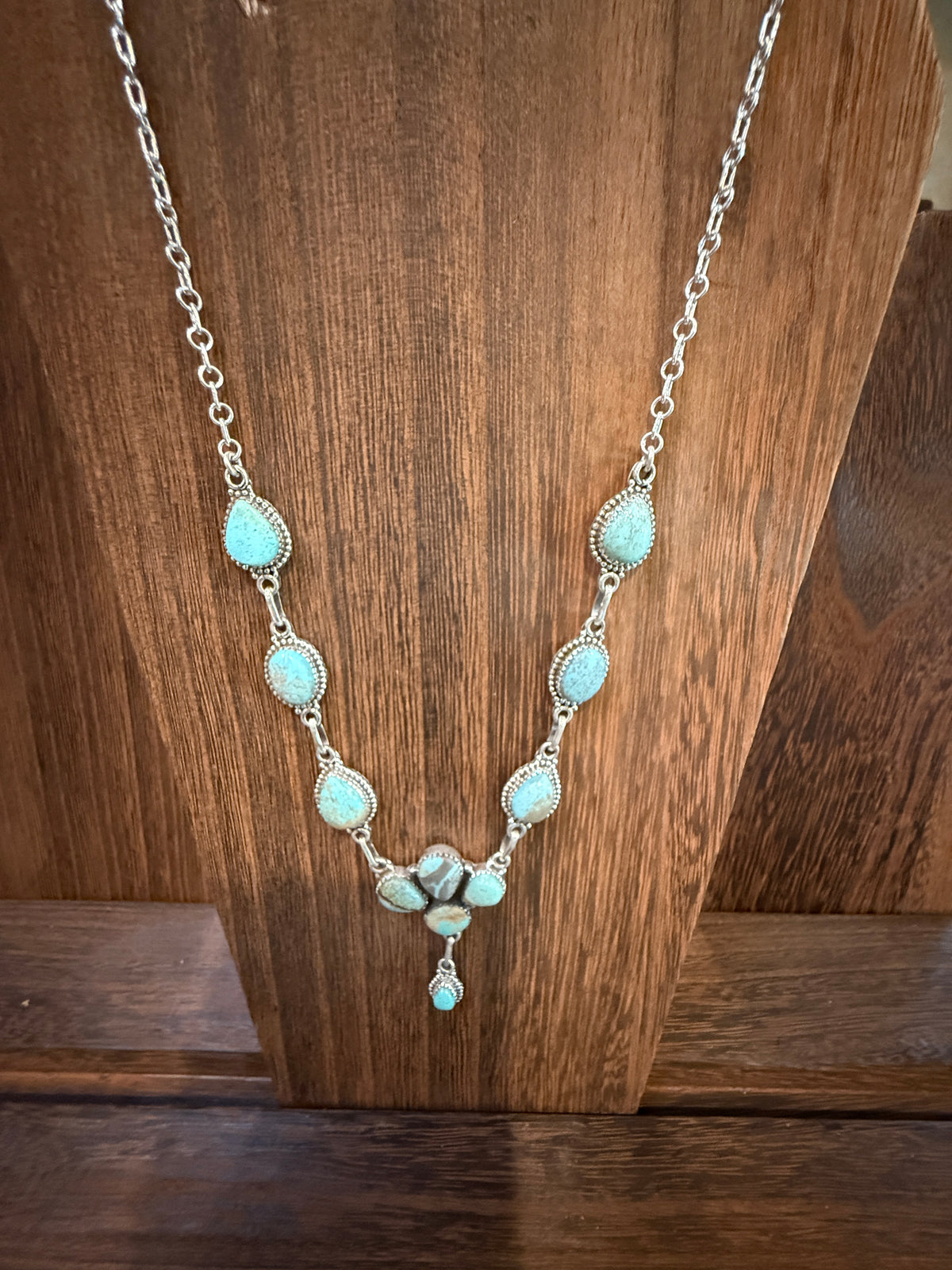 Number 8 Mine 20 Inch Chain Lariat or Choker Necklace in Sterling Silver