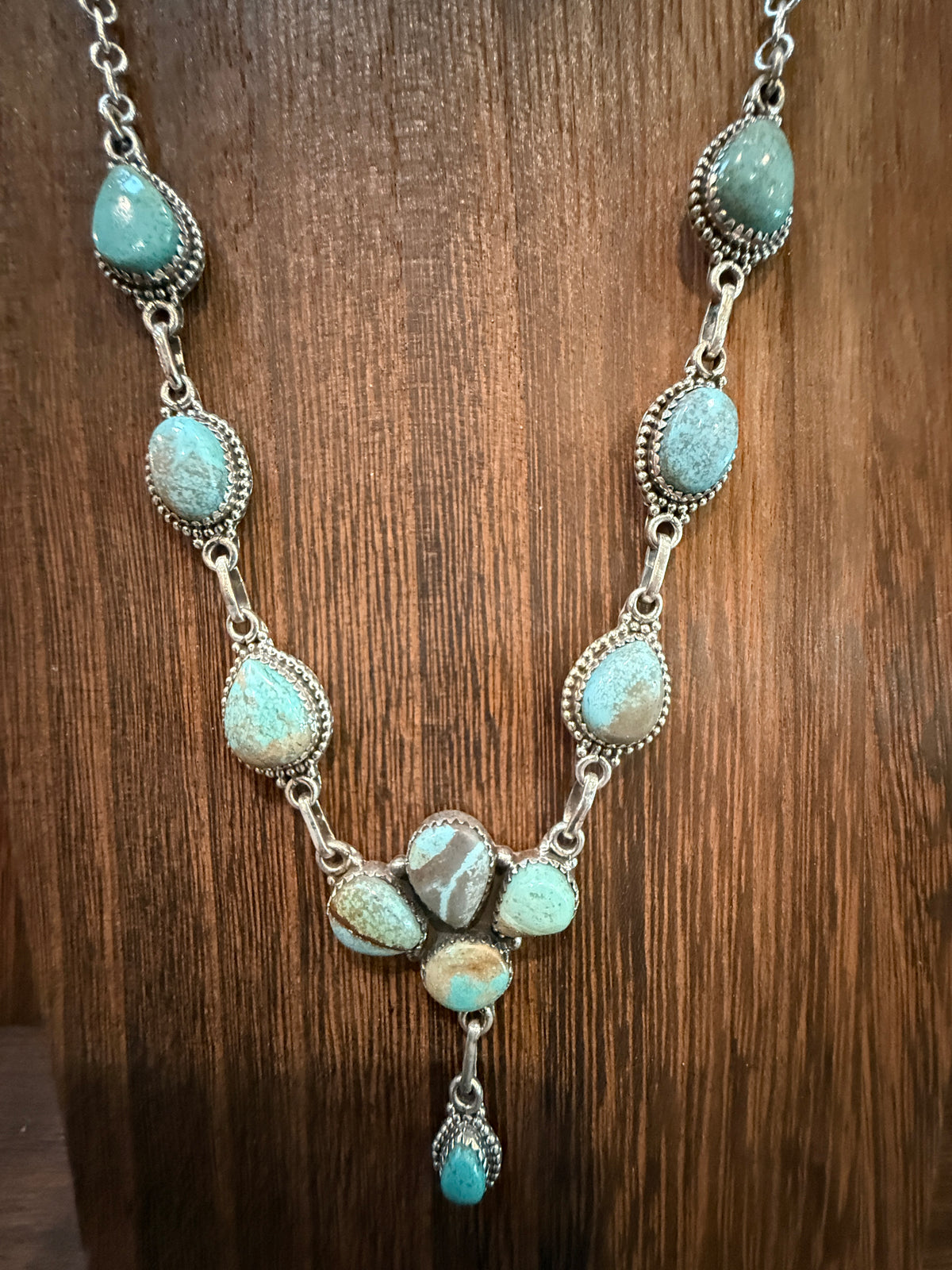 Number 8 Mine 20 Inch Chain Lariat or Choker Necklace in Sterling Silver