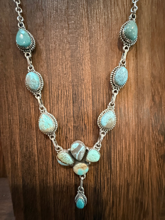 Number 8 Mine 20 Inch Chain Lariat or Choker Necklace in Sterling Silver