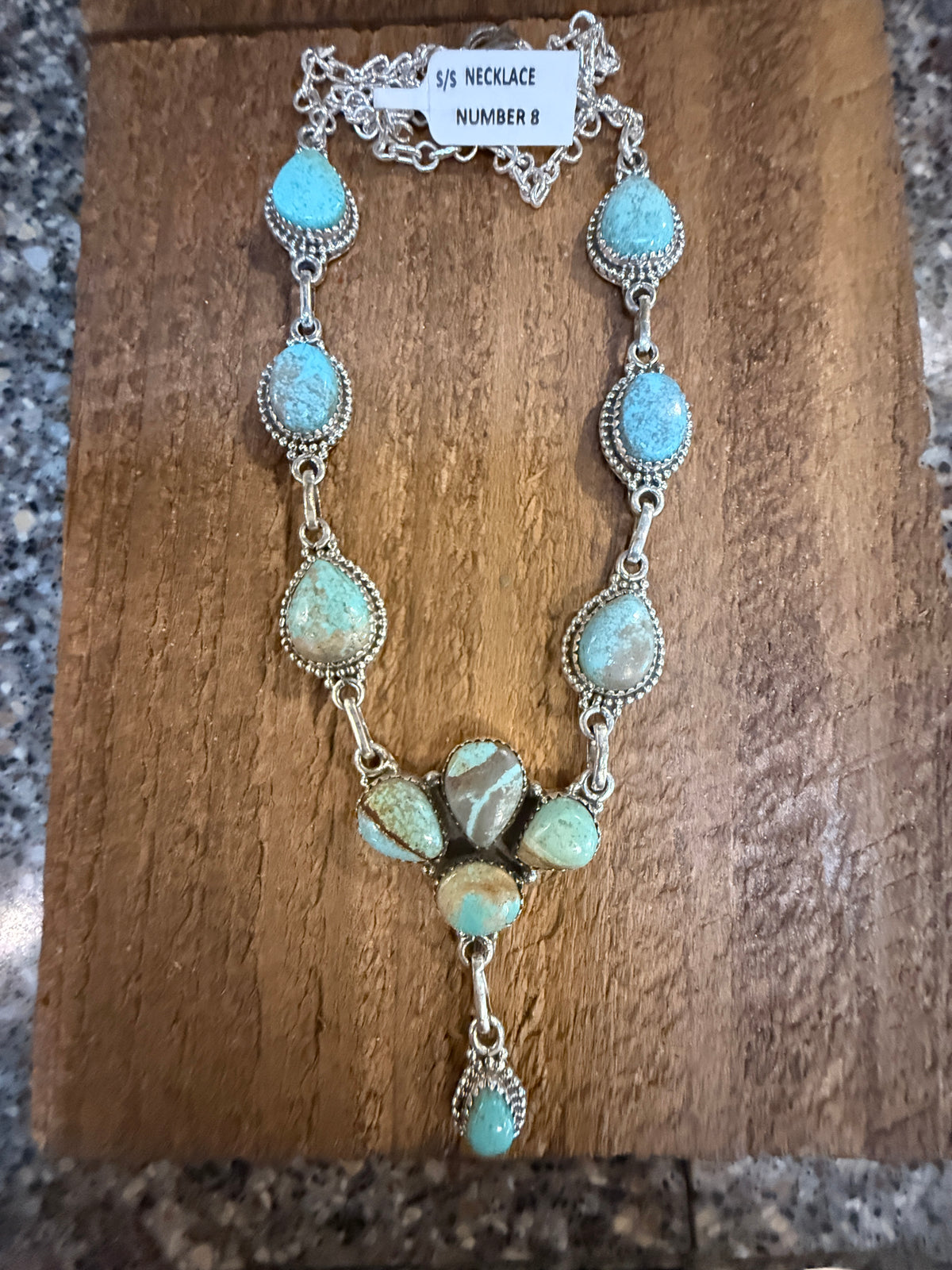 Number 8 Mine 20 Inch Chain Lariat or Choker Necklace in Sterling Silver