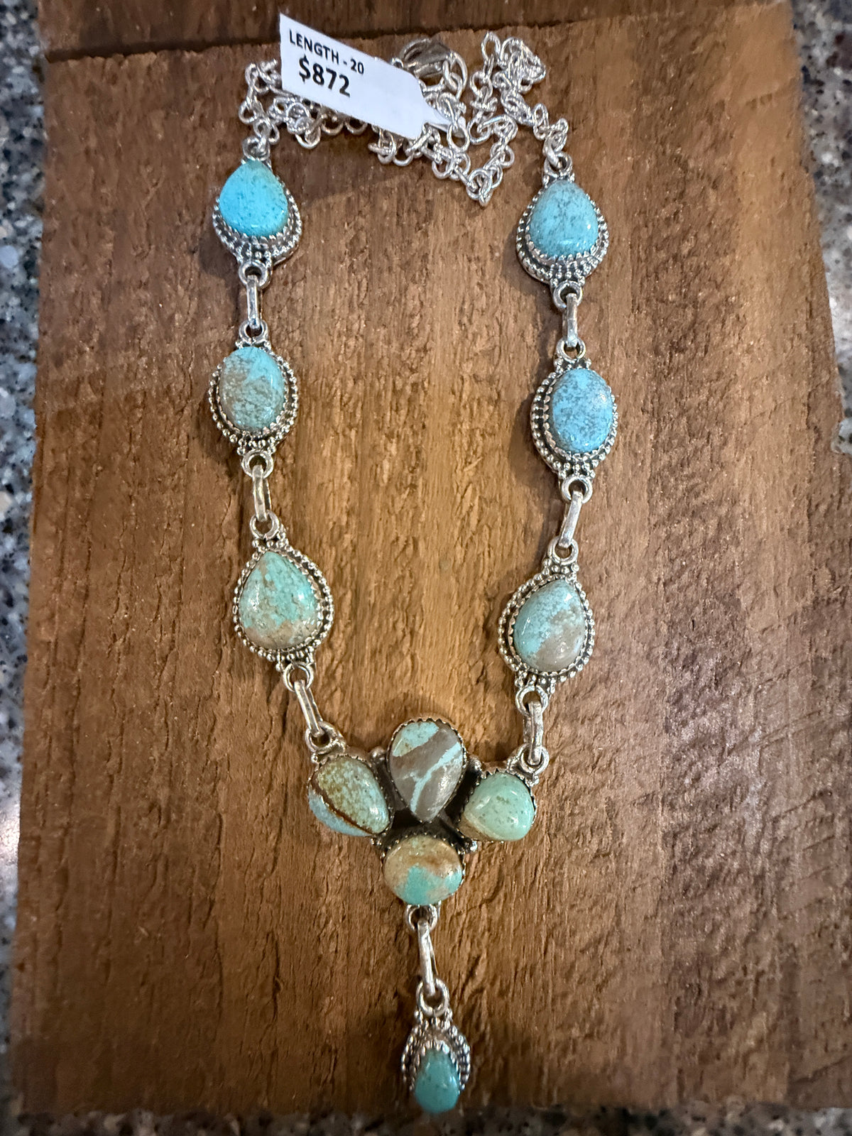 Number 8 Mine 20 Inch Chain Lariat or Choker Necklace in Sterling Silver