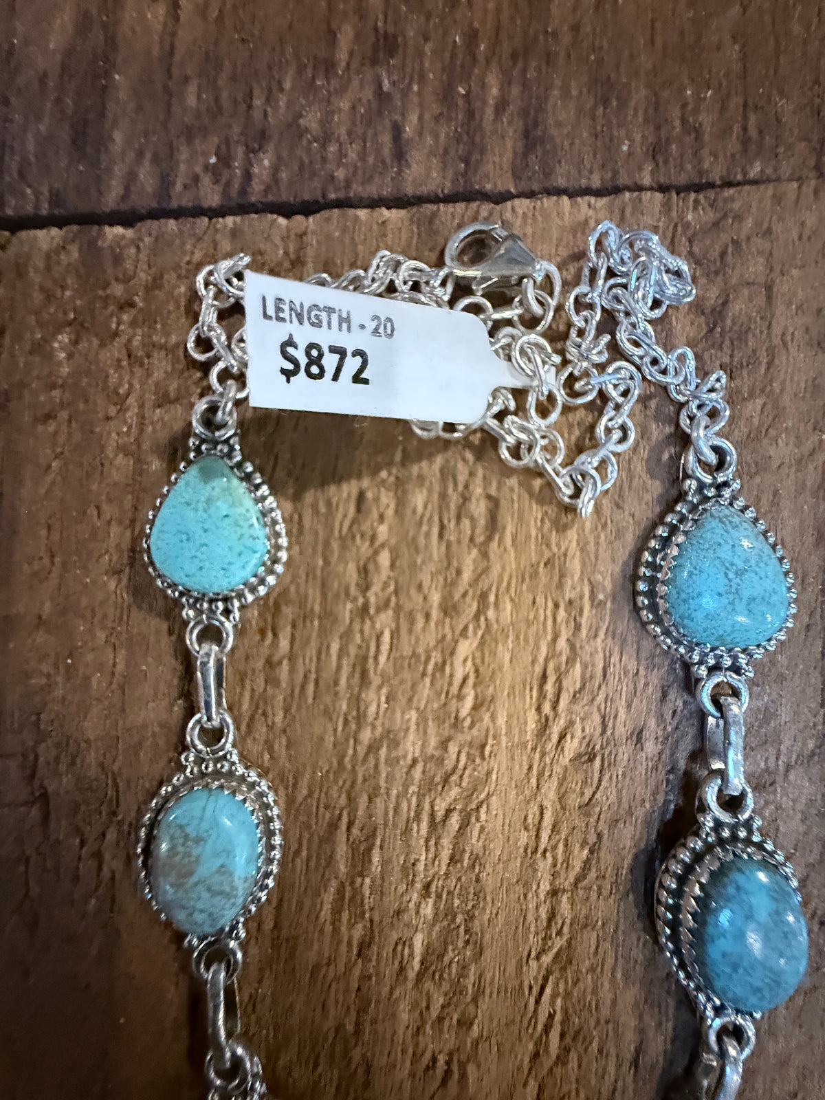 Number 8 Mine 20 Inch Chain Lariat or Choker Necklace in Sterling Silver