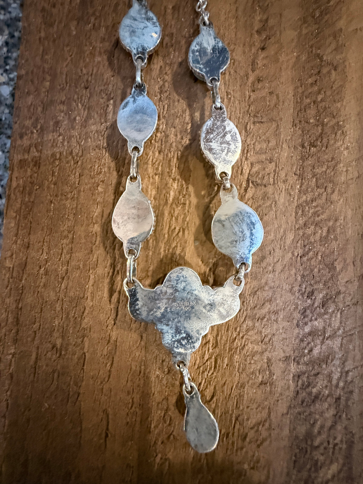 Number 8 Mine 20 Inch Chain Lariat or Choker Necklace in Sterling Silver