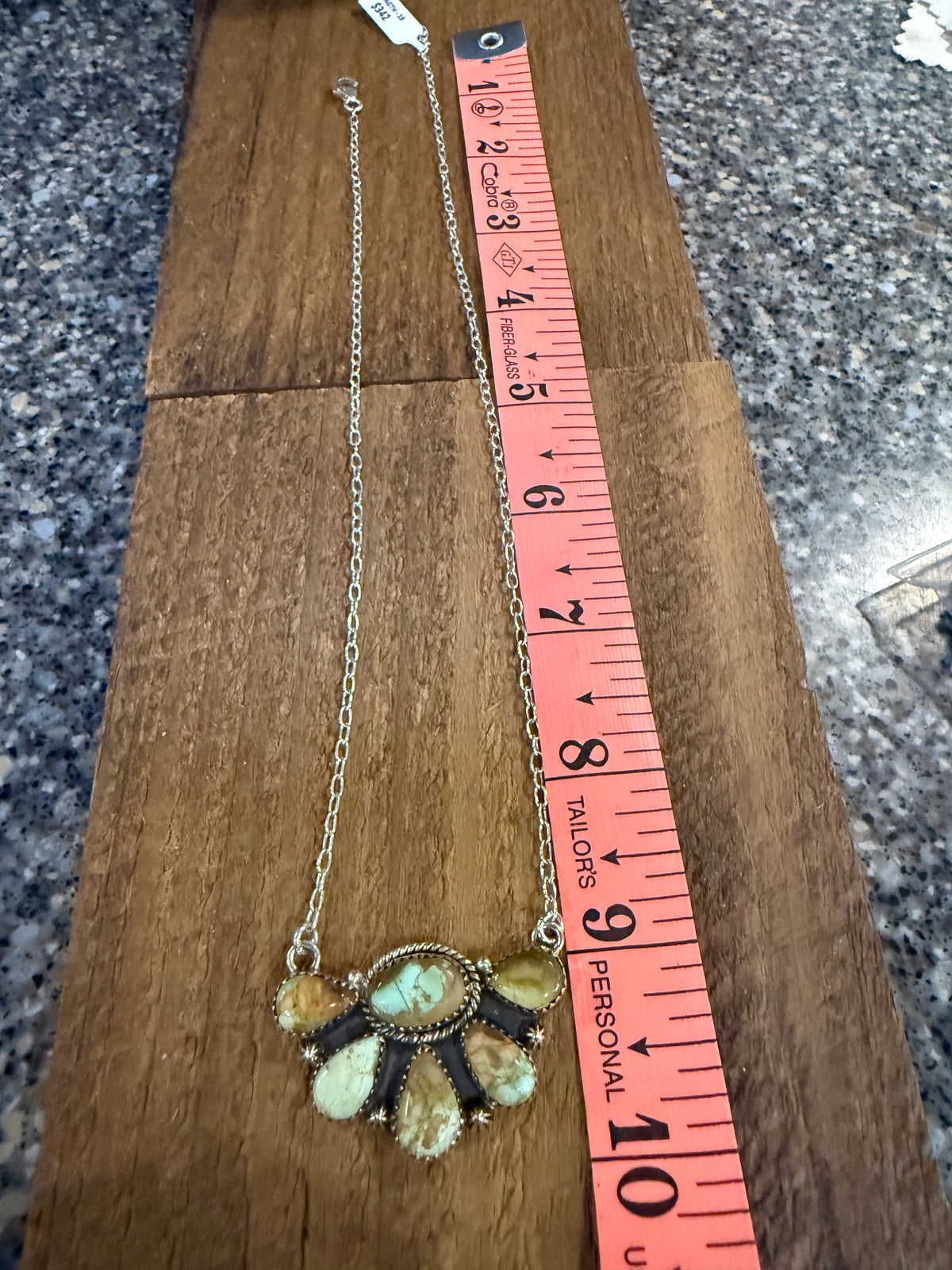 Pilot Mountain Turquoise Gemstone 19 Inch Half Cluster Chain Necklace in Sterling Silver