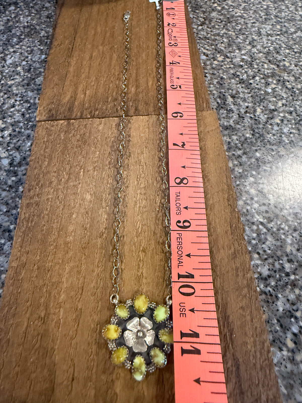 Palomino Turquoise Gemstone Flower Cluster 21 Inch Chain Necklace in Sterling Silver