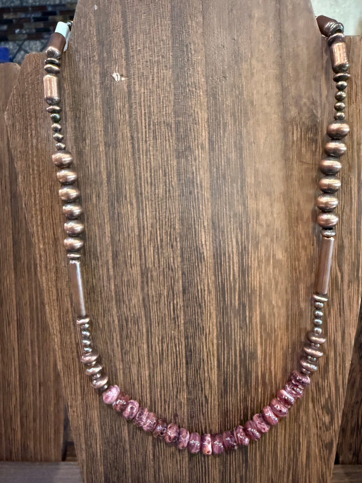 Purple Spiny Totum Bead 20 Inch Necklace in Genuine Copper