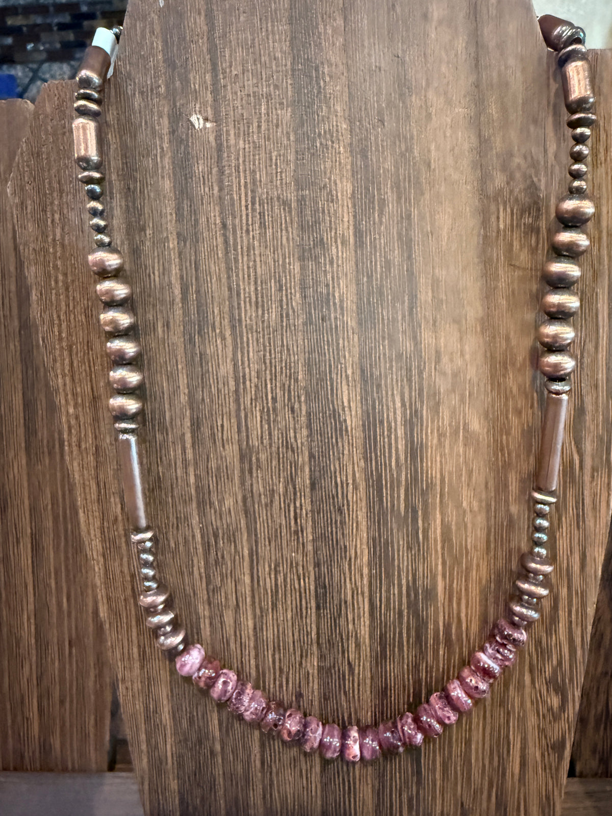 Purple Spiny Totum Bead 20 Inch Necklace in Genuine Copper