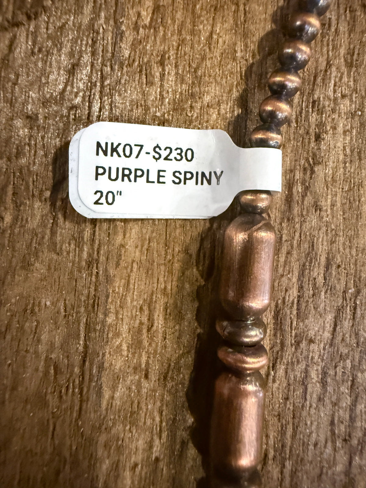 Purple Spiny Totum Bead 20 Inch Necklace in Genuine Copper