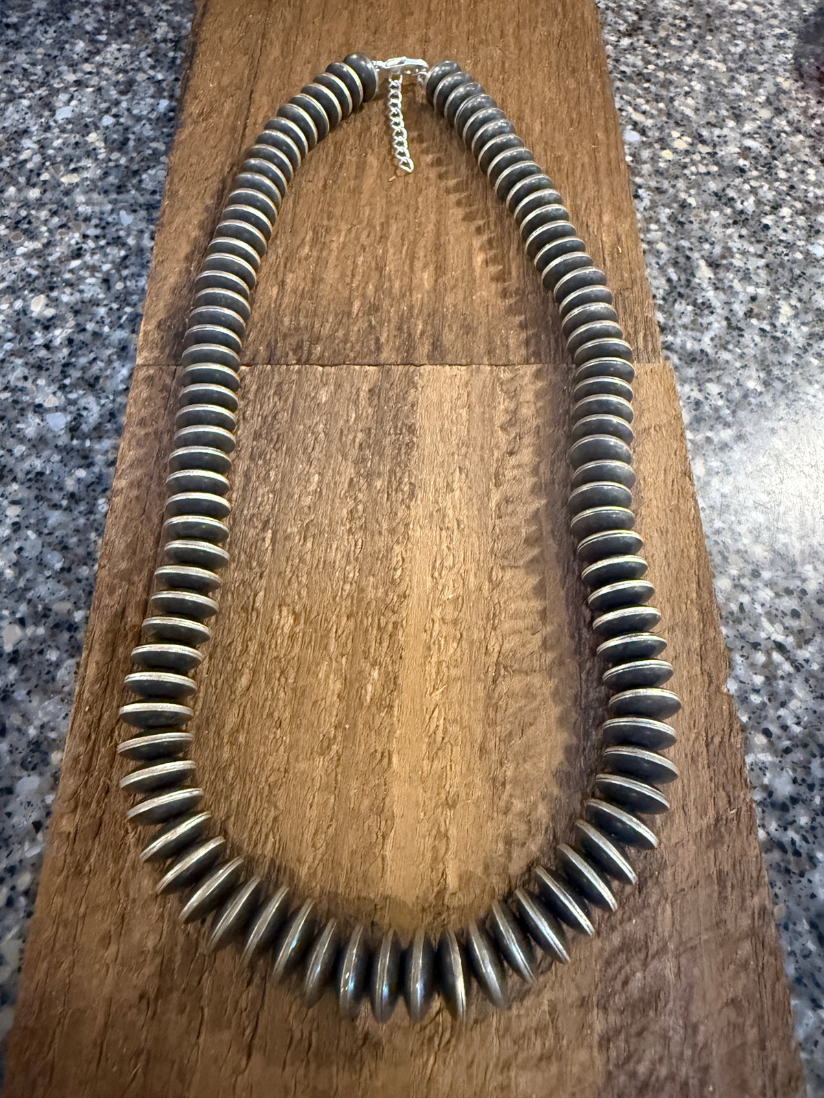 Saucer Desert Pearl Necklace in Silver Plated 12mm 20 Inch