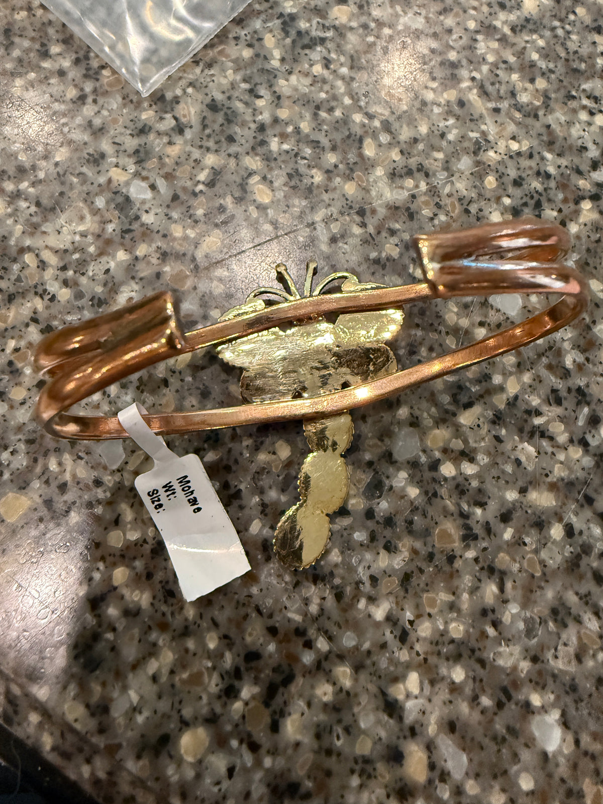 Mohave Turquoise Gemstone Dragon Fly Genuine Copper Flex Wide Cuff Bracelet