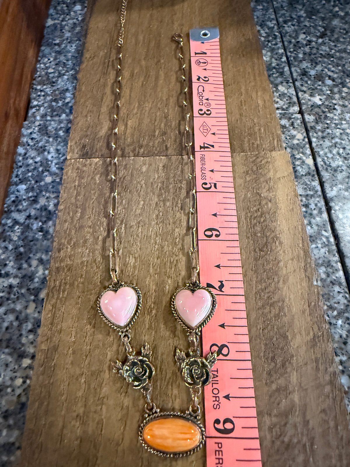 Queen Pink Conch and Orange Spiny Adjustable Choker Necklace and 5mm 16 Inch Desert Pearl Necklace Genuine Copper