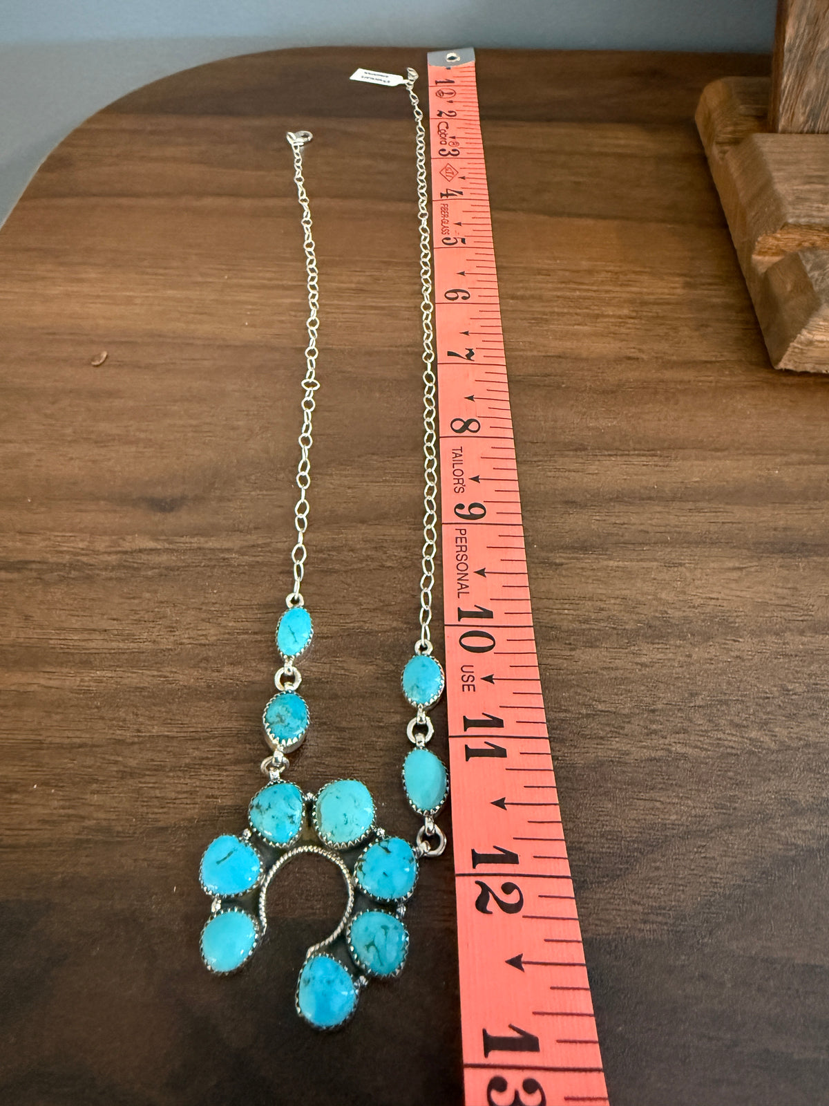 Kingman Turquoise Gemstone Squash Necklace In Sterling Silver 20 Inch Chain