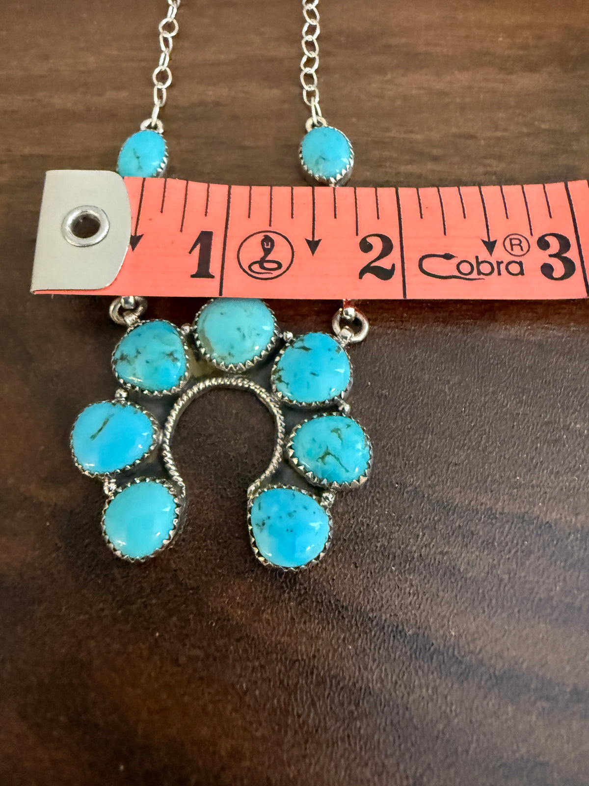 Kingman Turquoise Gemstone Squash Necklace In Sterling Silver 20 Inch Chain
