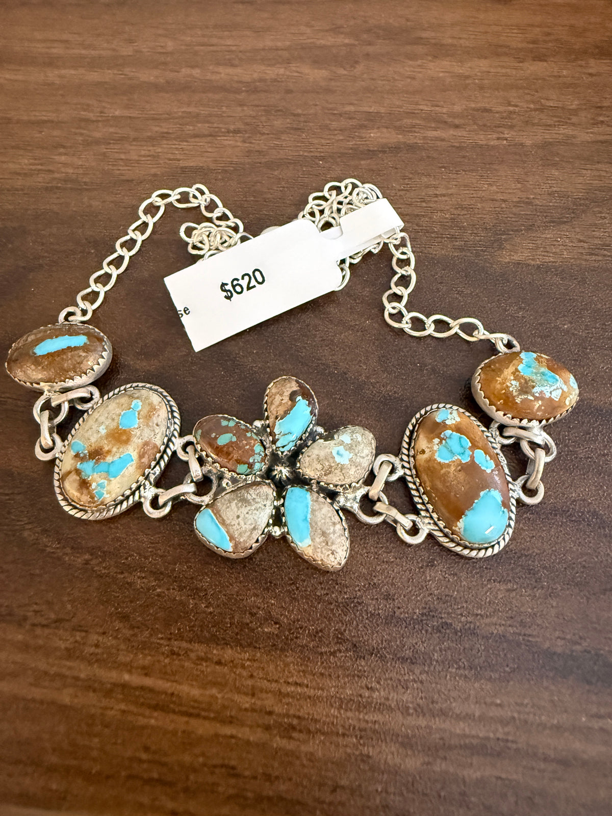 Royston Ribbon Turquoise Gemstone 16 Inch Choker Chain Necklace in Sterling Silver