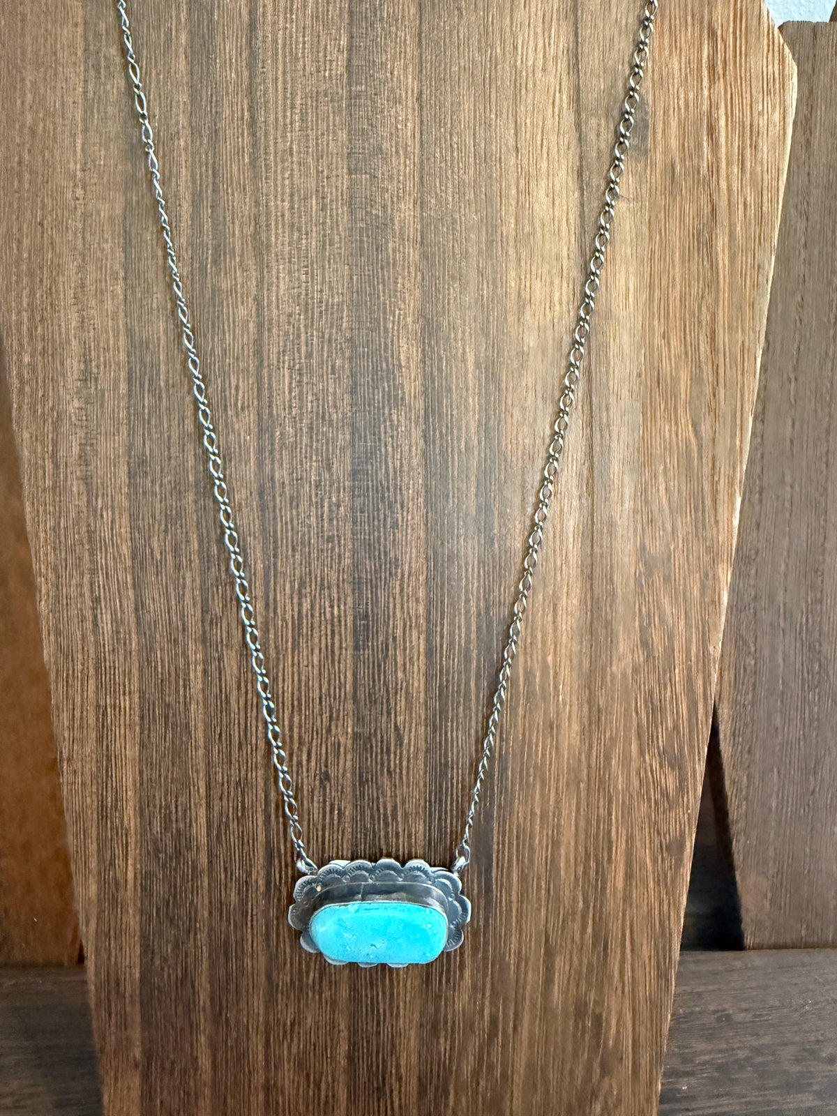 Native Signed Scott Skeets Handmade White Water Chain Necklace in Sterling Silver