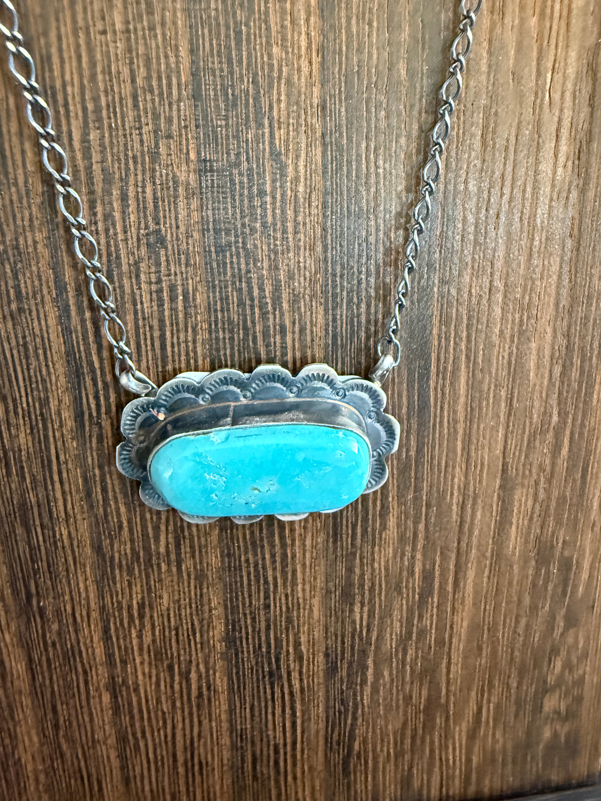 Native Signed Scott Skeets Handmade White Water Chain Necklace in Sterling Silver