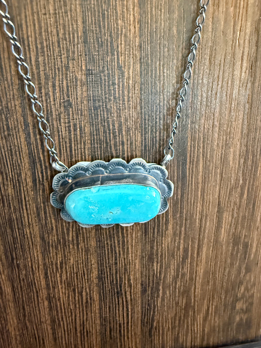 Native Signed Scott Skeets Handmade White Water Chain Necklace in Sterling Silver