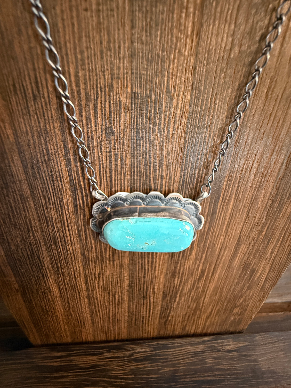 Native Signed Scott Skeets Handmade White Water Chain Necklace in Sterling Silver