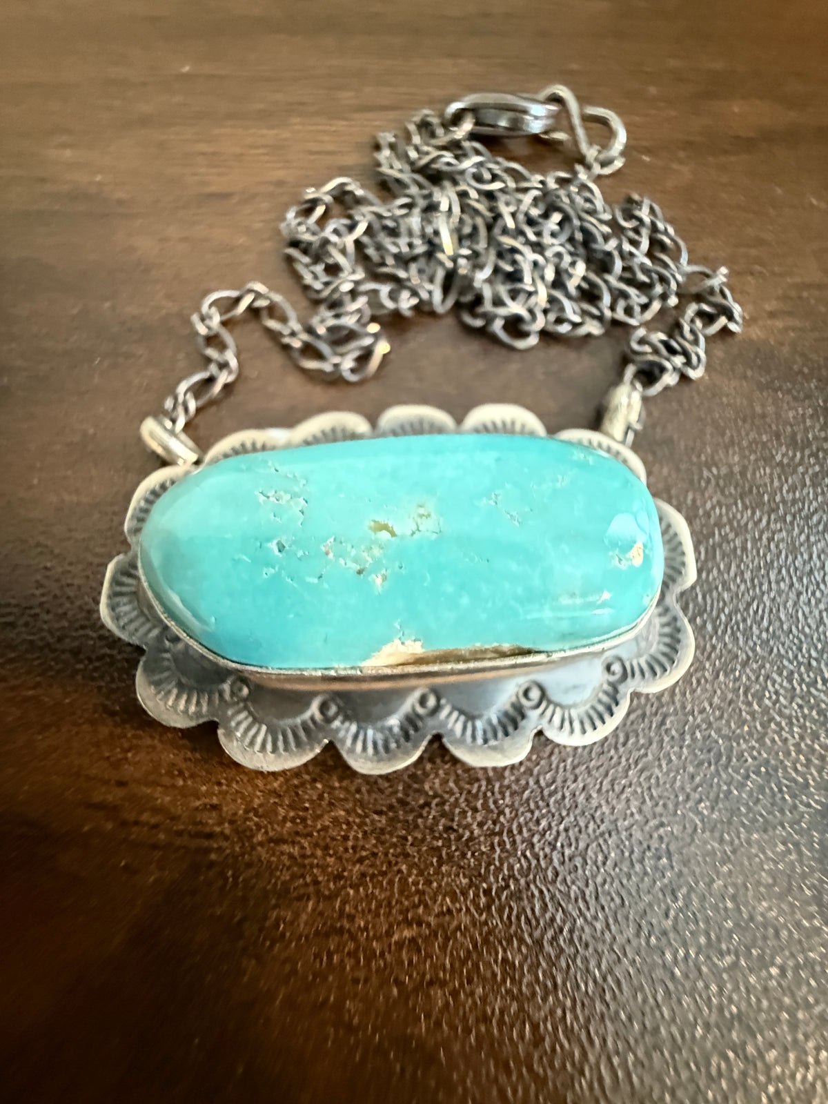 Native Signed Scott Skeets Handmade White Water Chain Necklace in Sterling Silver