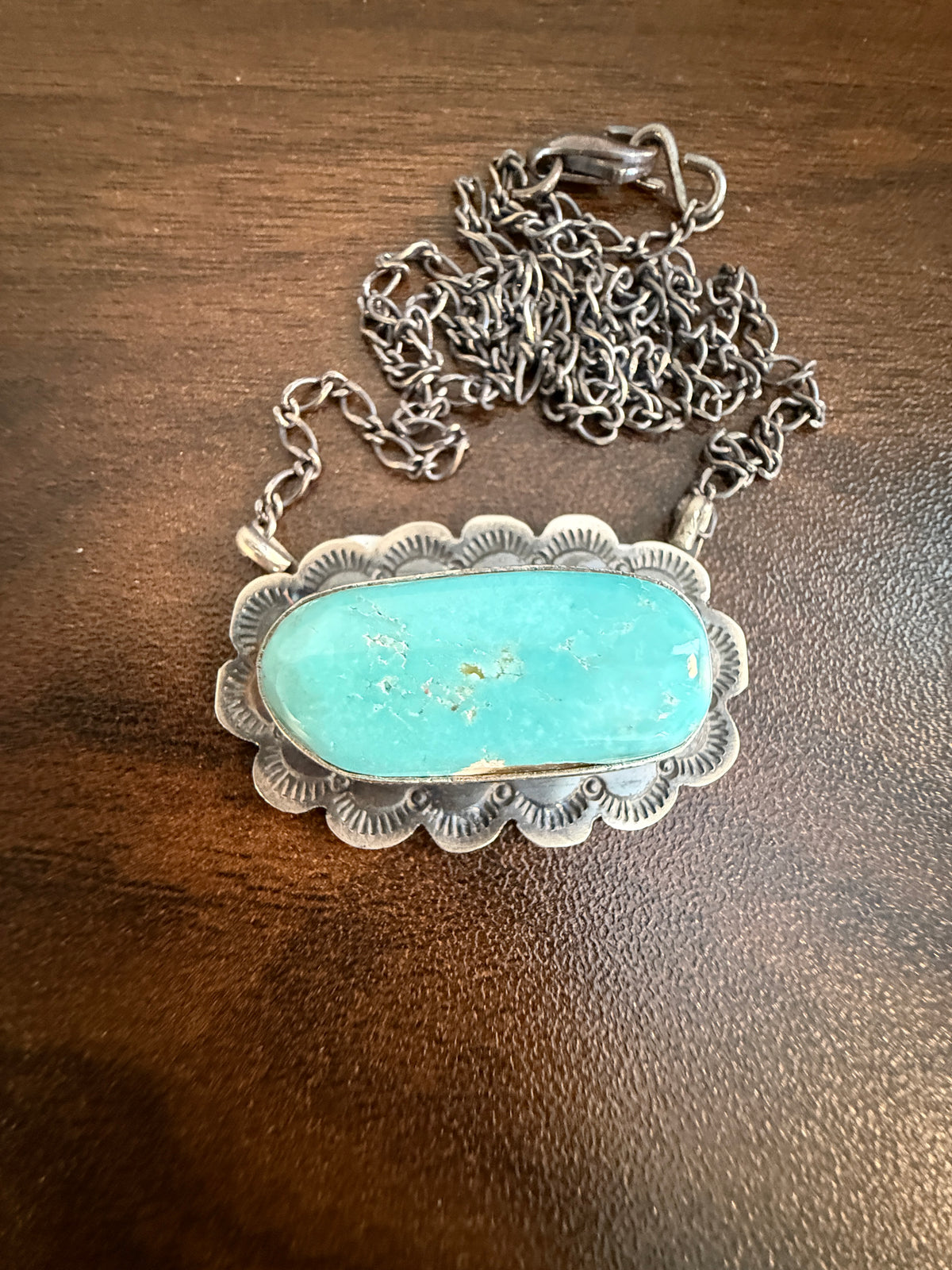 Native Signed Scott Skeets Handmade White Water Chain Necklace in Sterling Silver