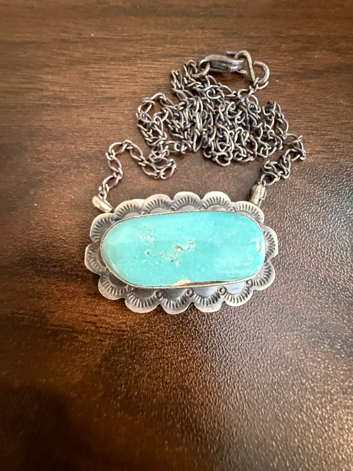 Native Signed Scott Skeets Handmade White Water Chain Necklace in Sterling Silver