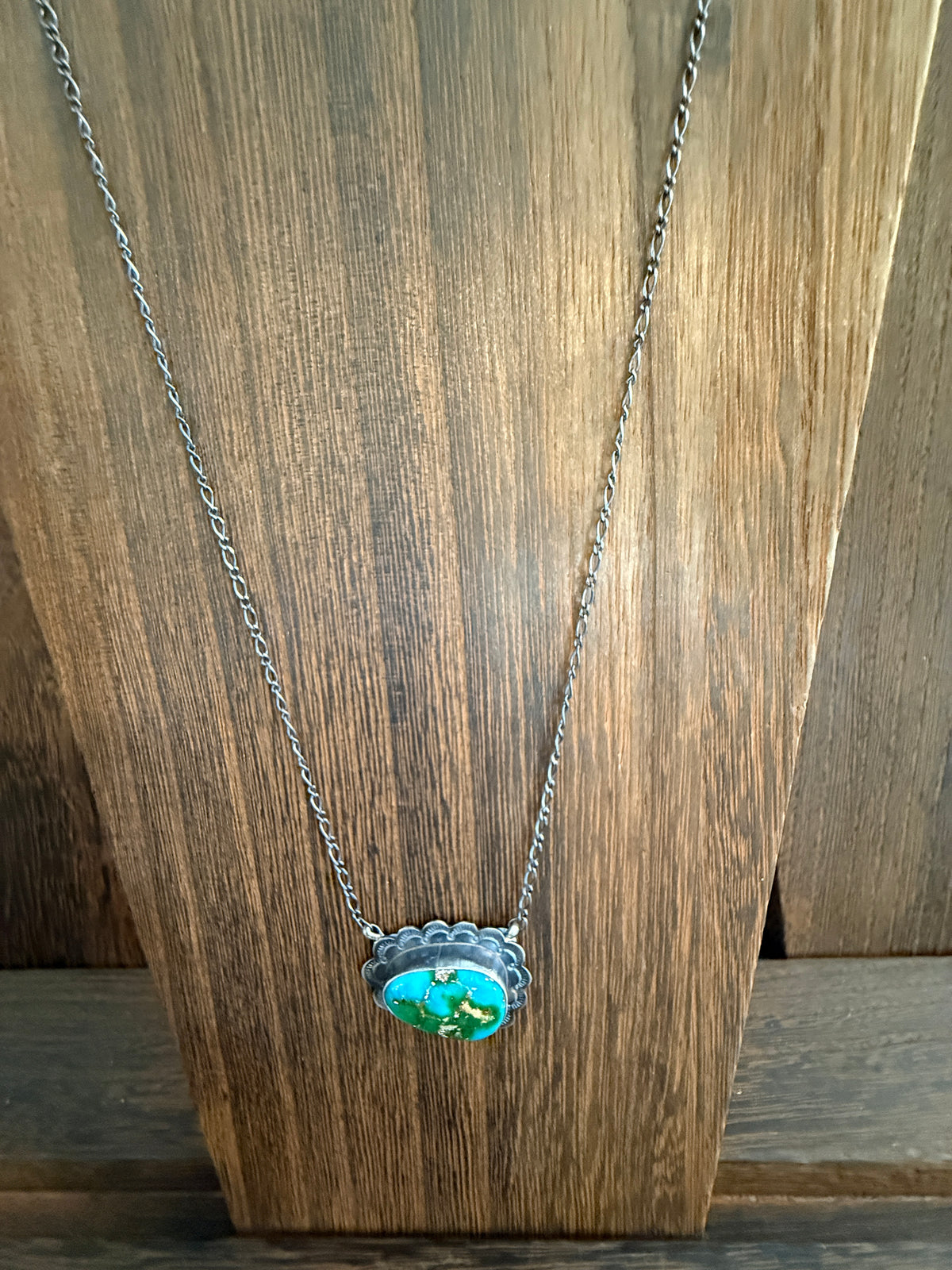 Native Signed Scott Skeets Sonoran Gold Chain Necklace in Sterling Silver