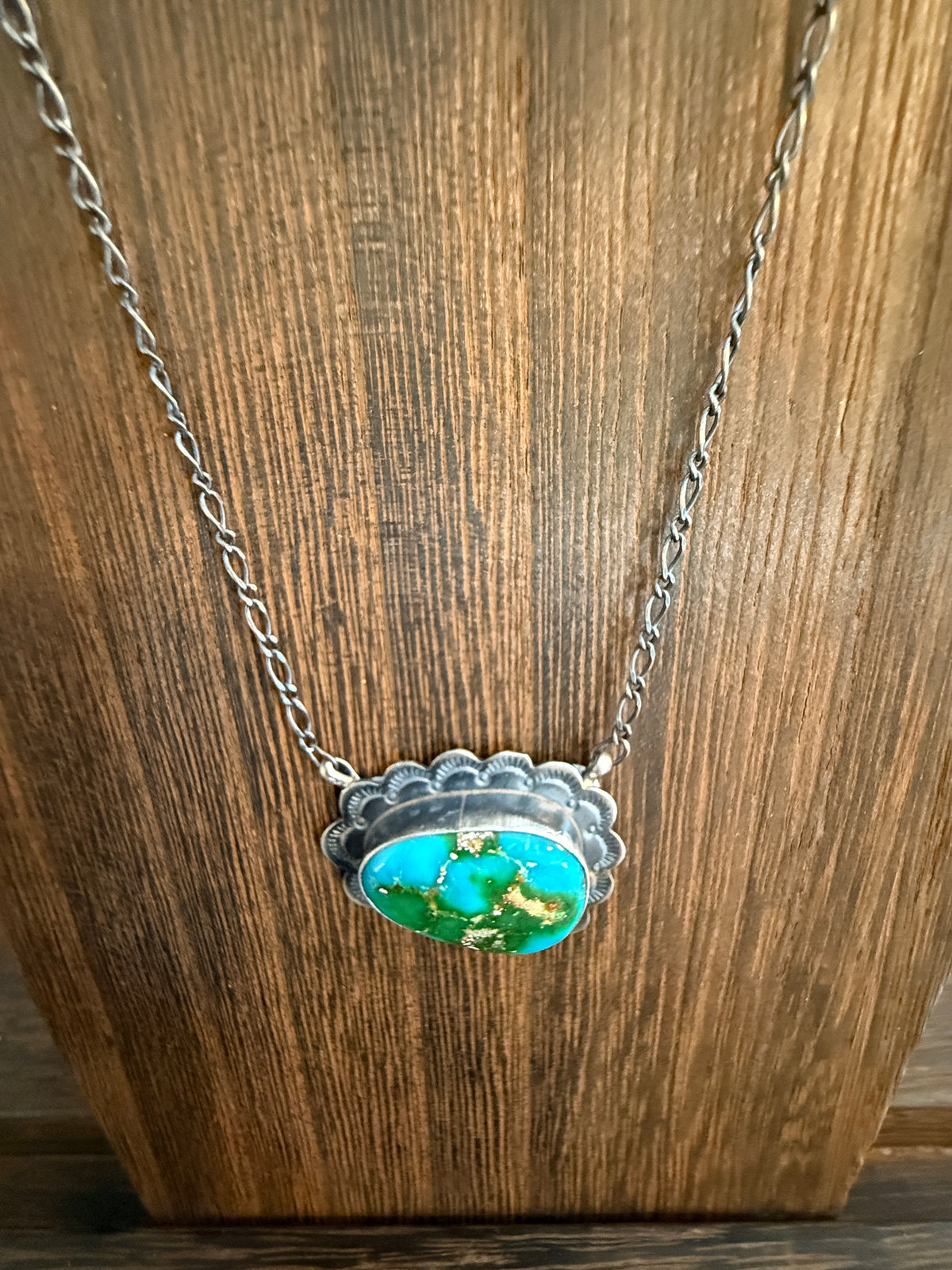 Native Signed Scott Skeets Sonoran Gold Chain Necklace in Sterling Silver