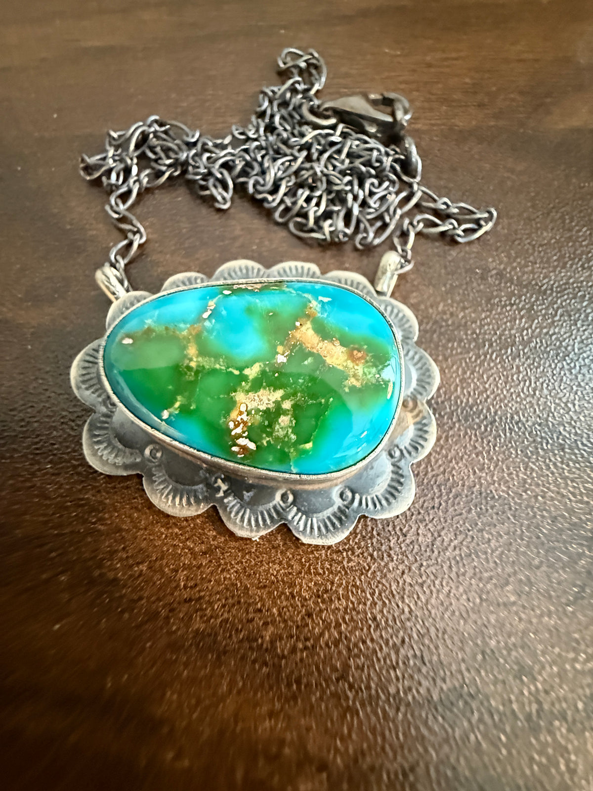 Native Signed Scott Skeets Sonoran Gold Chain Necklace in Sterling Silver