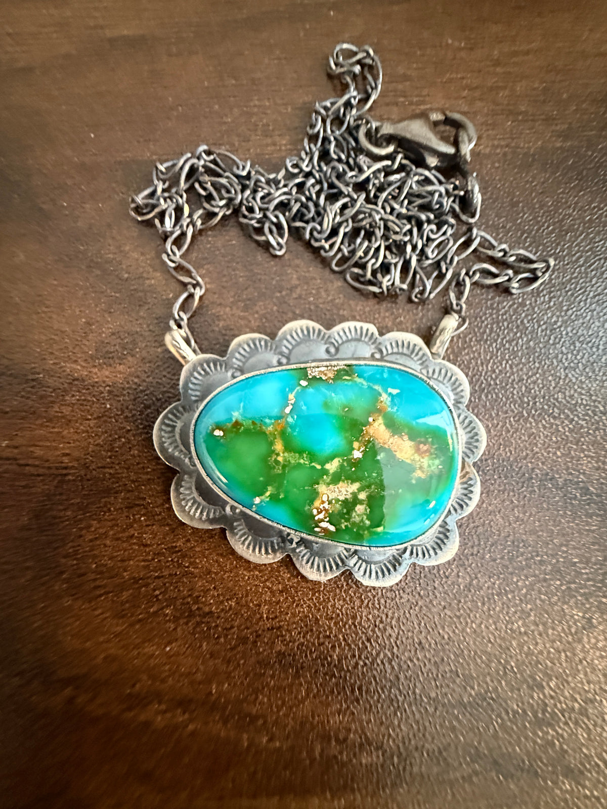 Native Signed Scott Skeets Sonoran Gold Chain Necklace in Sterling Silver