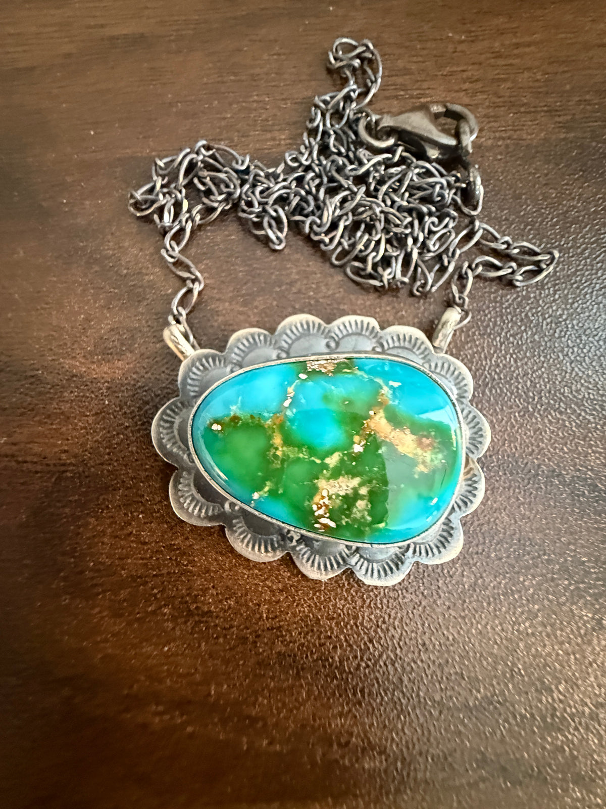 Native Signed Scott Skeets Sonoran Gold Chain Necklace in Sterling Silver