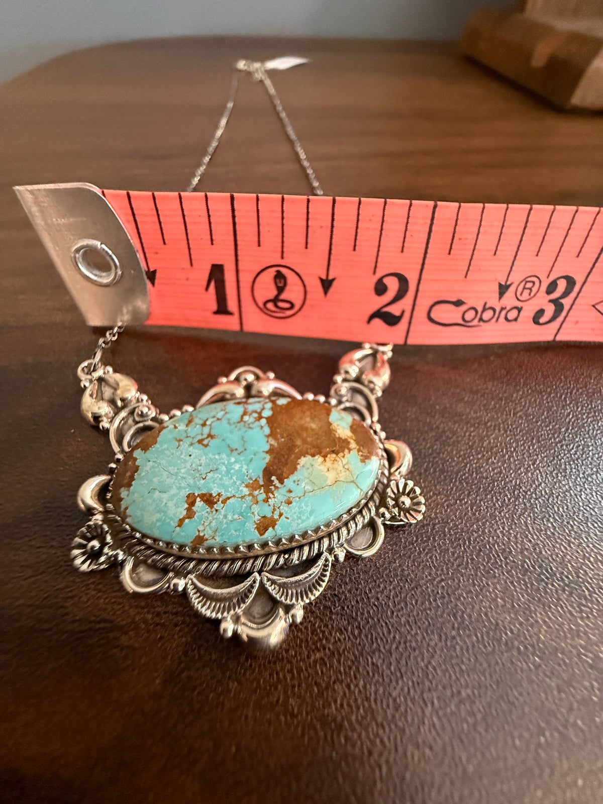 Number 8 Mine Turquoise Gemstone Chain Necklace in Sterling Silver