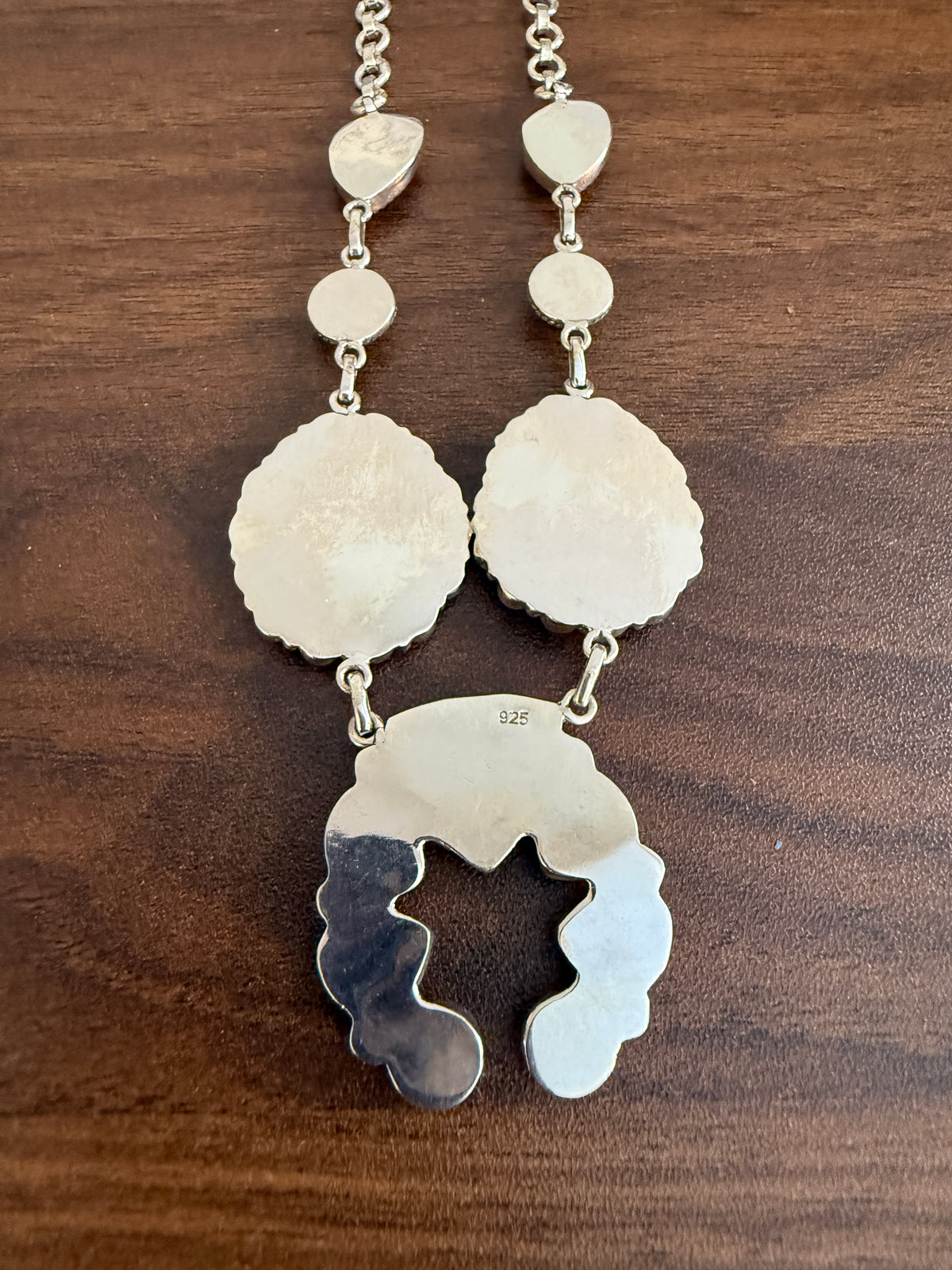 Black Jack and Mohave Turquoise Gemstone Lariat Squash Necklace in Sterling Silver